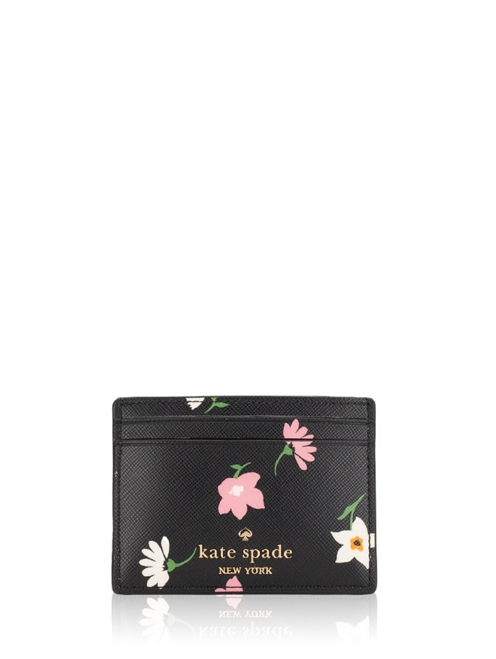 Kate Spade Madison Floral Waltz Printed Small Card Holder Black Multi Color NWT